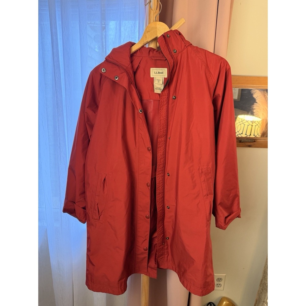 Ll Bean Women's Trench Rain Coat Red Sz XS